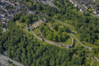 Aerial view, castle ruins Arnsberg, Arnsberg, Sauerland, North Rhine-Westphalia, Germany, castle,