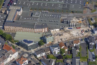 Aerial view, demolition site Dreiblitz-Haus on Möhnestrasse, Neheim, Arnsberg, Sauerland, North