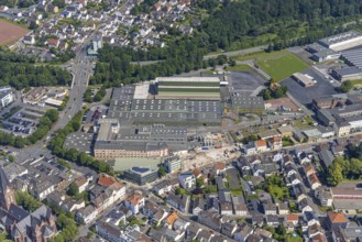 Aerial view, demolition site Dreiblitz-Haus on Möhnestrasse, Neheim, Arnsberg, Sauerland, North