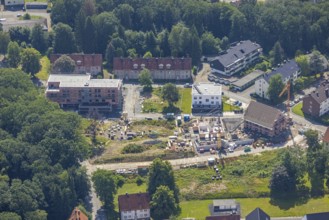 Aerial view, construction site and new building Zum Müggenberg, Neheim, Arnsberg, Sauerland, North