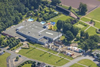 Aerial view, Freizeitbad Naß Arnsberg, Hüsten, Arnsberg, Sauerland, North Rhine-Westphalia,