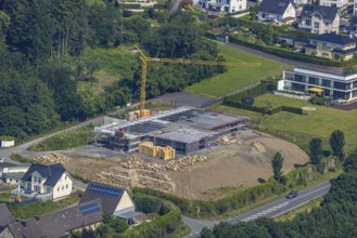 Aerial view, construction site new building Am Dollberg, Zur Waterlappe corner Zur Oldenburg,