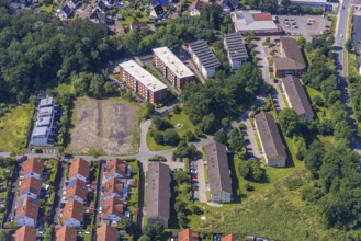 Aerial view, housing estate Ernst-König-Straße, brownfield, Neheim, Arnsberg, Sauerland, North