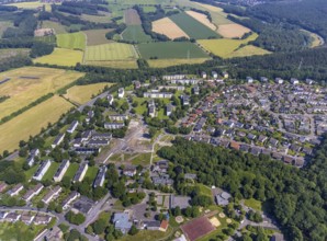 Aerial view, building site in housing estate Am Moosfelder Ring, Eschenstraße, Neheim, Arnsberg,