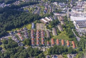 Aerial view, housing estate Ernst-König-Straße, brownfield, Neheim, Arnsberg, Sauerland, North