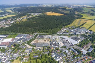 Aerial view, construction site at Graf-Gottfried-Straße, Neheim, Arnsberg, Sauerland, North