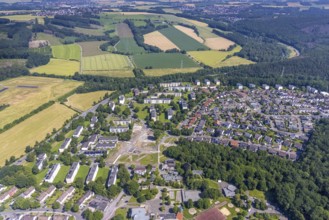 Aerial view, building site in housing estate Am Moosfelder Ring, Eschenstraße, Neheim, Arnsberg,