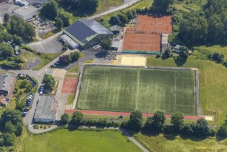 Aerial view, Sportpark An der HIAG, Bruchhausen, Arnsberg, Sauerland, North Rhine-Westphalia,