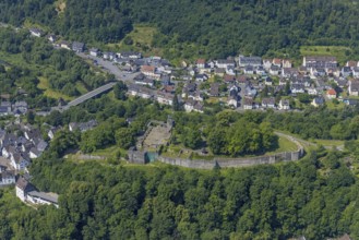 Aerial view, castle ruins Arnsberg, Arnsberg, Sauerland, North Rhine-Westphalia, Germany, castle,