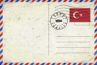 Turkey Ankara Vintage Air Mail Envelope with Flag and Postmark