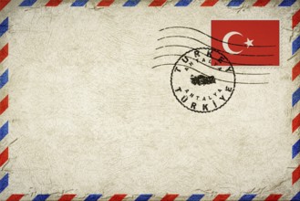 Turkey Antalya Vintage Air Mail Envelope with Flag and Postmark
