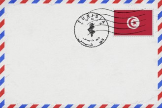 Tunisia Tunis Vintage Air Mail Envelope with Flag and Postmark
