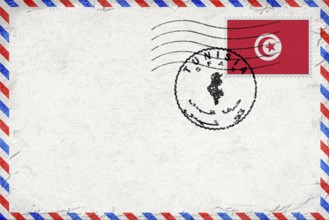 Tunisia Sfax Vintage Air Mail Envelope with Flag and Postmark
