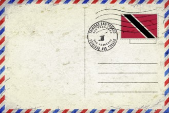 Trinidad and Tobago San Fernando Vintage Air Mail Envelope with Flag and Postmark