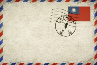 Taiwan flag Vintage Air Mail Envelope with Flag and Postmark