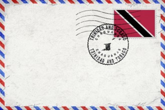 Trinidad and Tobago Chaguanas Vintage Air Mail Envelope with Flag and Postmark