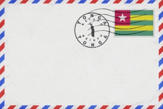 Togo Neiafu Vintage Air Mail Envelope with Flag and Postmark