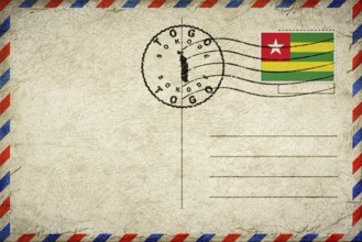 Togo Sokode Vintage Air Mail Envelope with Flag and Postmark