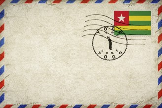 Togo Lome Vintage Air Mail Envelope with Flag and Postmark