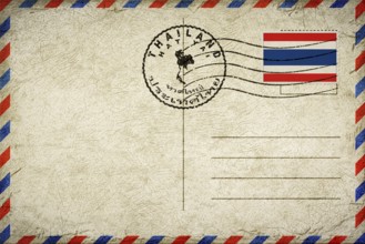 Thailand Hat Yai Vintage Air Mail Envelope with Flag and Postmark