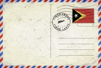 East Timor Dili Vintage Air Mail Envelope with Flag and Postmark
