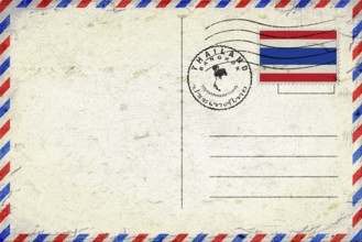 Thailand Bangkok Vintage Air Mail Envelope with Flag and Postmark