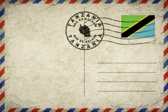 Tanzania Dar Es Salaam Vintage Air Mail Envelope with Flag and Postmark