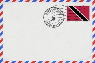 Trinidad and Tobago Port of Spain Vintage Air Mail Envelope with Flag and Postmark