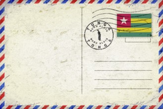 Togo Nuku Alofa Vintage Air Mail Envelope with Flag and Postmark