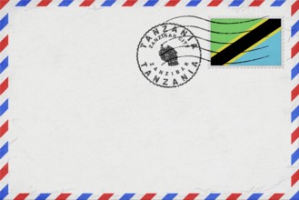 Tanzania Zanzibar City Vintage Air Mail Envelope with Flag and Postmark