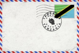 Tanzania Dodoma Vintage Air Mail Envelope with Flag and Postmark