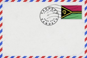 Vanuatu Port Vila Vintage Air Mail Envelope with Flag and Postmark