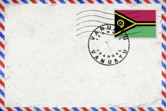 Vanuatu Isangel Vintage Air Mail Envelope with Flag and Postmark