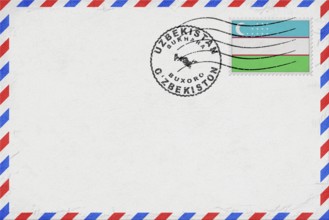 Uzbekistan Bukhara Vintage Air Mail Envelope with Flag and Postmark
