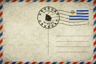 Uruguay Rivera Vintage Air Mail Envelope with Flag and Postmark