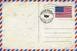 United States Chicago Vintage Air Mail Envelope with Flag and Postmark