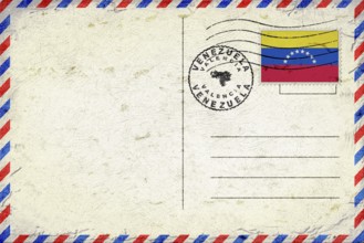 Venezuela Valencia Vintage Air Mail Envelope with Flag and Postmark