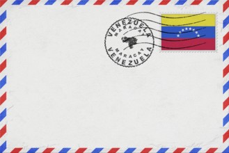 Venezuela Maracay Vintage Air Mail Envelope with Flag and Postmark
