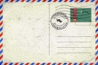 Turkmenistan Balkanabat Vintage Air Mail Envelope with Flag and Postmark