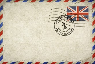 United Kingdom Birmingham Vintage Air Mail Envelope with Flag and Postmark