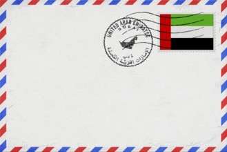 United Arab Emirates Dubai Vintage Air Mail Envelope with Flag and Postmark
