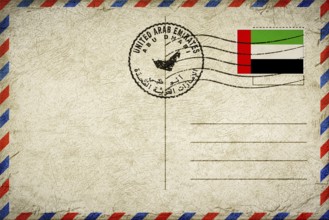 United Arab Emirates Abu Dhabi Vintage Air Mail Envelope with Flag and Postmark