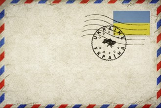 Ukraine Odesa Vintage Air Mail Envelope with Flag and Postmark