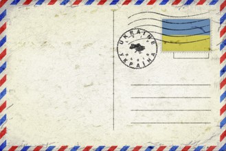 Ukraine Lviv Vintage Air Mail Envelope with Flag and Postmark