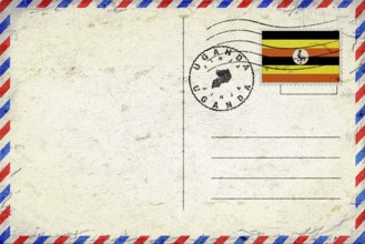 Uganda Jinja Vintage Air Mail Envelope with Flag and Postmark