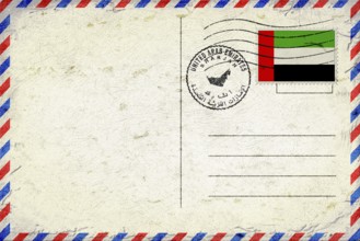 United Arab Emirates Sharjah Vintage Air Mail Envelope with Flag and Postmark
