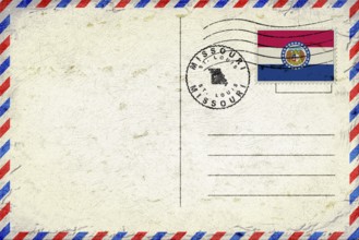 Missouri St Louis Vintage Air Mail Envelope with Flag and Postmark