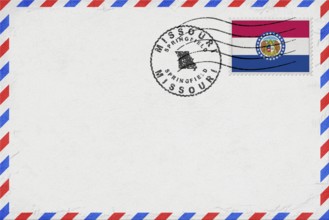 Missouri Springfield Vintage Air Mail Envelope with Flag and Postmark