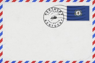 Kentucky Covington Vintage Air Mail Envelope with Flag and Postmark