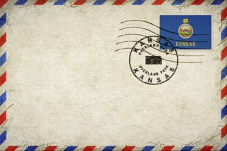 Kansas Overland Park Vintage Air Mail Envelope with Flag and Postmark